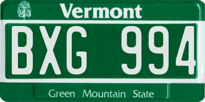 VT license plate BXG994