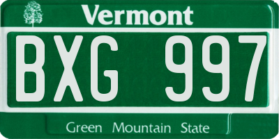 VT license plate BXG997