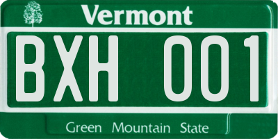 VT license plate BXH001