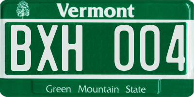 VT license plate BXH004