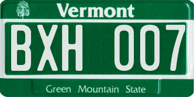 VT license plate BXH007