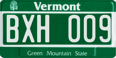 VT license plate BXH009