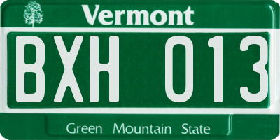 VT license plate BXH013