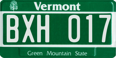 VT license plate BXH017