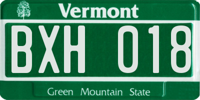 VT license plate BXH018