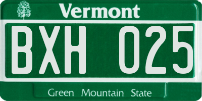 VT license plate BXH025