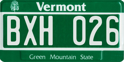 VT license plate BXH026