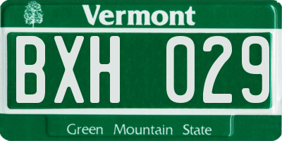 VT license plate BXH029