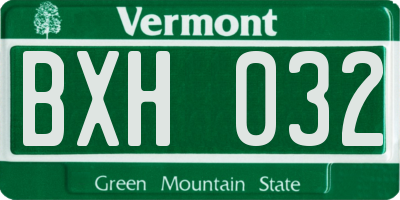 VT license plate BXH032
