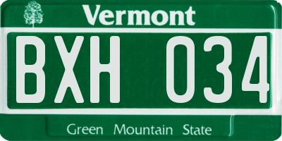 VT license plate BXH034