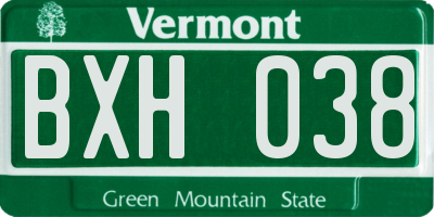 VT license plate BXH038