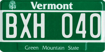 VT license plate BXH040