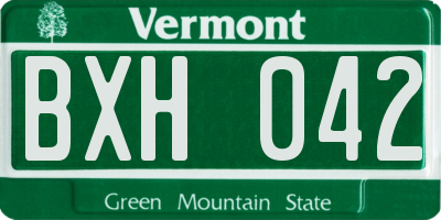 VT license plate BXH042
