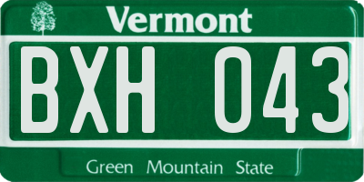 VT license plate BXH043