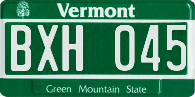 VT license plate BXH045