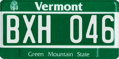 VT license plate BXH046