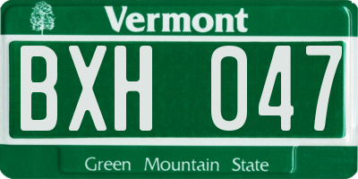 VT license plate BXH047