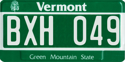 VT license plate BXH049