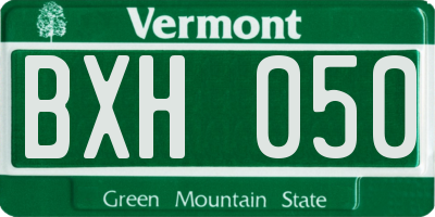 VT license plate BXH050