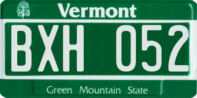 VT license plate BXH052