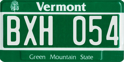VT license plate BXH054