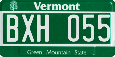 VT license plate BXH055
