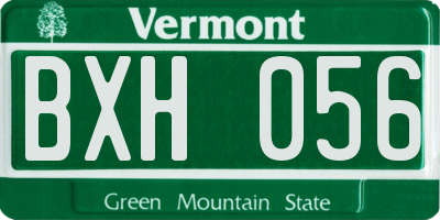 VT license plate BXH056
