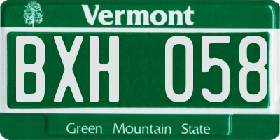 VT license plate BXH058