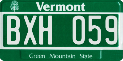 VT license plate BXH059