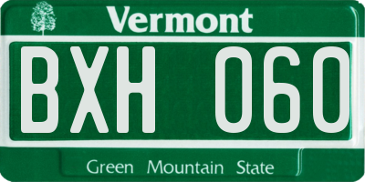 VT license plate BXH060