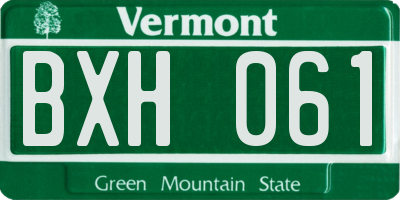 VT license plate BXH061