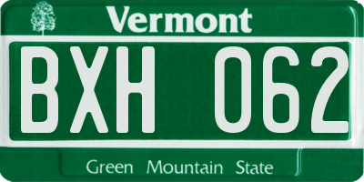 VT license plate BXH062