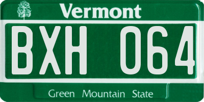 VT license plate BXH064