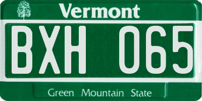 VT license plate BXH065
