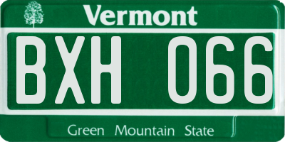 VT license plate BXH066