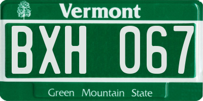 VT license plate BXH067