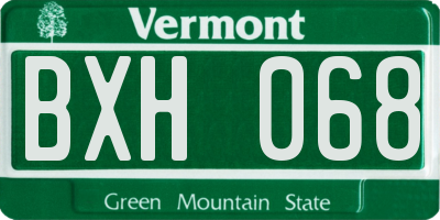 VT license plate BXH068