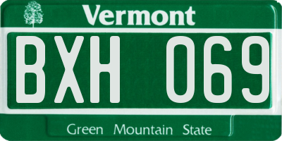 VT license plate BXH069