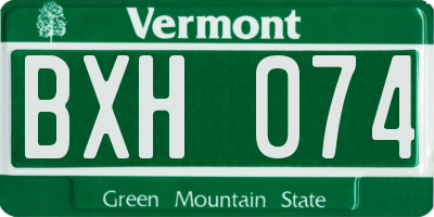VT license plate BXH074