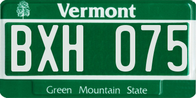 VT license plate BXH075