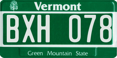 VT license plate BXH078