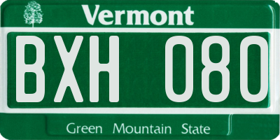 VT license plate BXH080