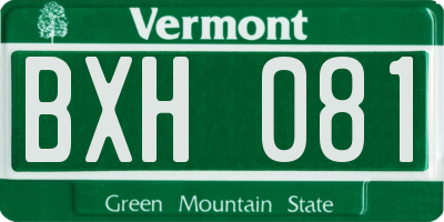 VT license plate BXH081