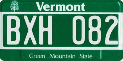 VT license plate BXH082