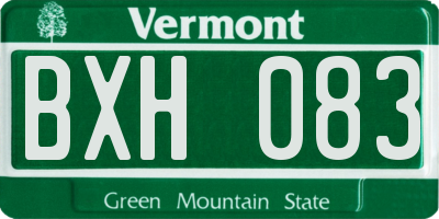 VT license plate BXH083