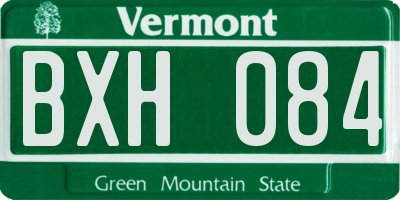 VT license plate BXH084