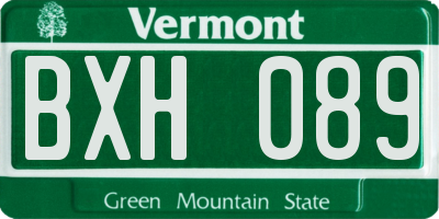 VT license plate BXH089