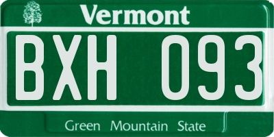 VT license plate BXH093
