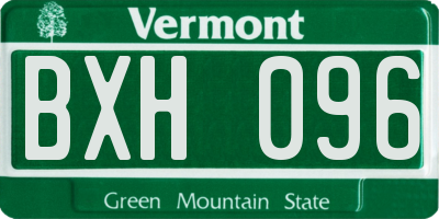 VT license plate BXH096