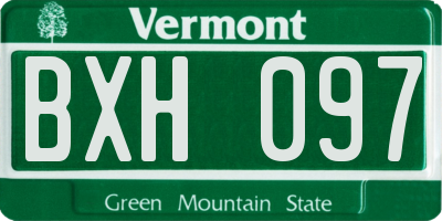 VT license plate BXH097